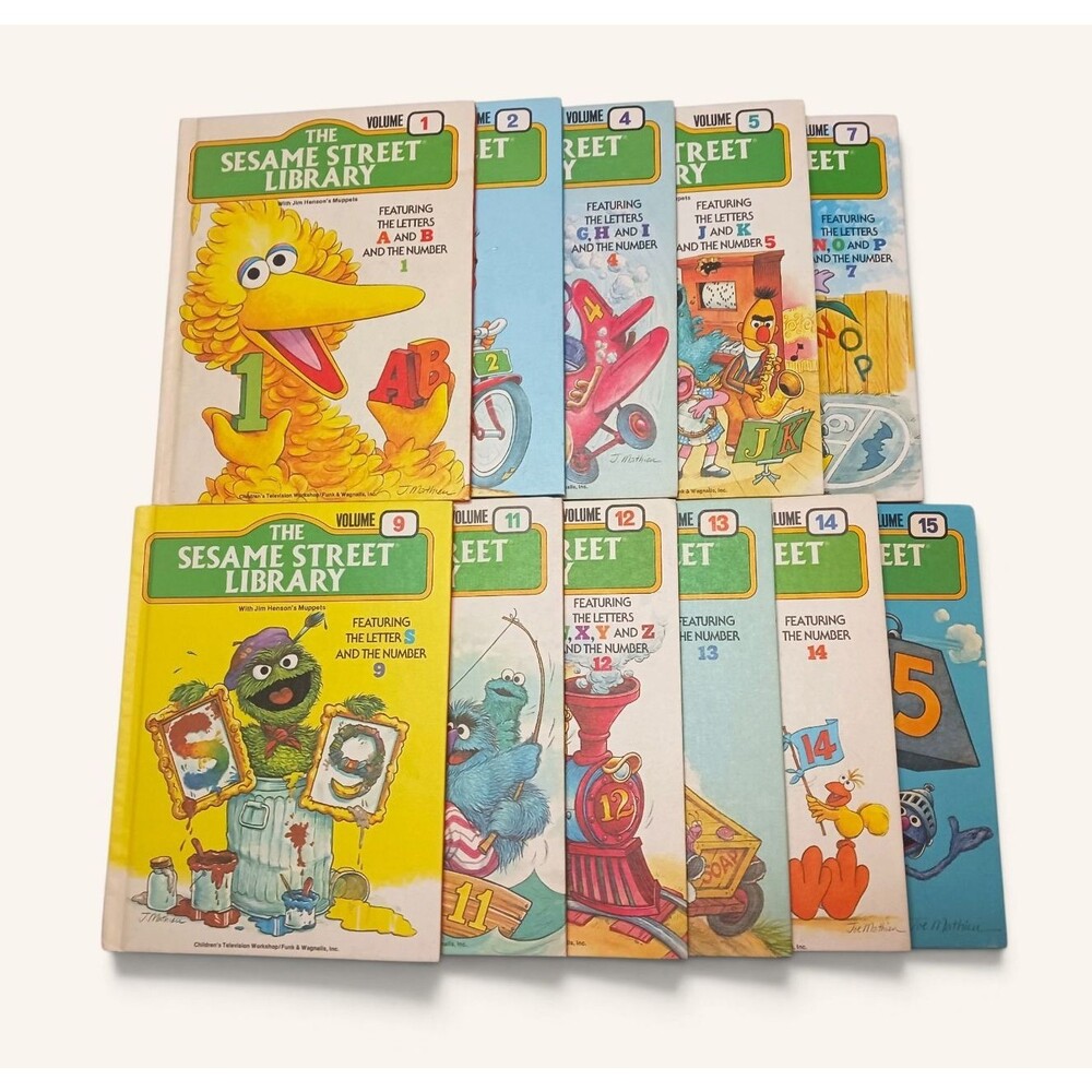 Vintage 1978 Sesame Street Library Set 11 Volumes 1,2,4,5,7,9,11,12,13,14,15 HC
